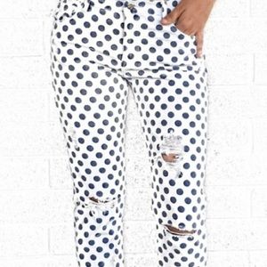 Zara Polka Dot Distressed Jeans